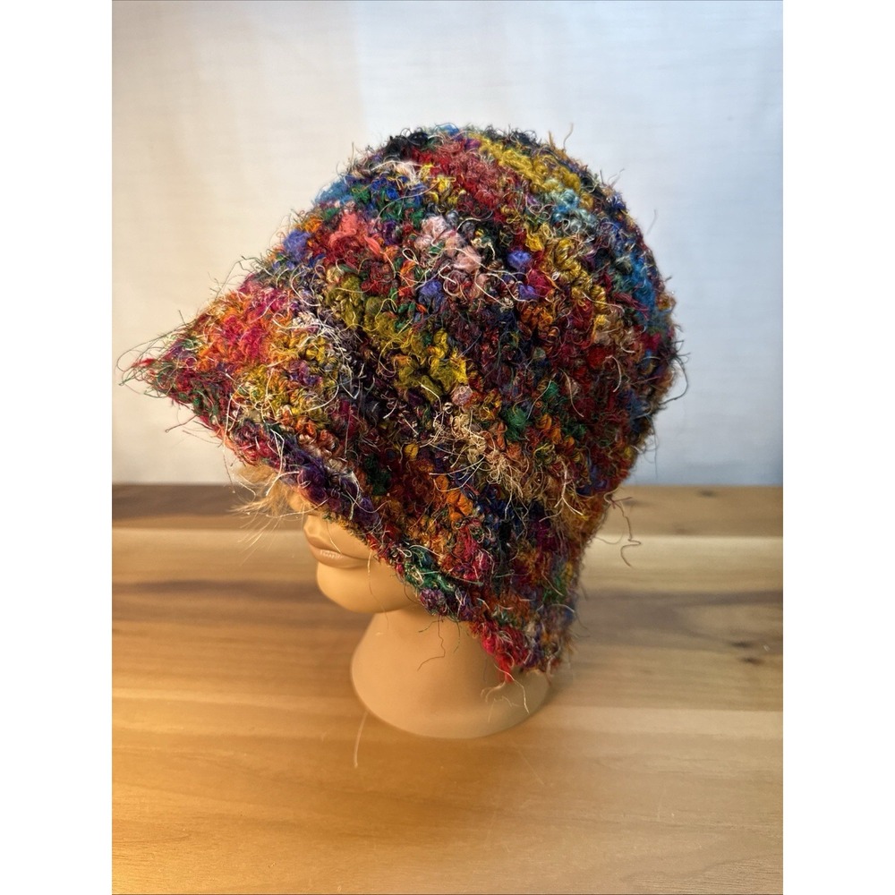 Kathmandu Handmade Nepal Bucket Hat 100% Silk Multi Boho Hippie One Size Artsy